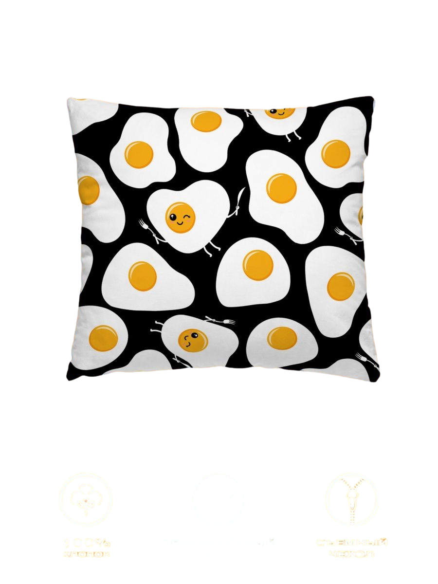 Подушка декоративная рогожка 45х45 Crazy Getup Eggs