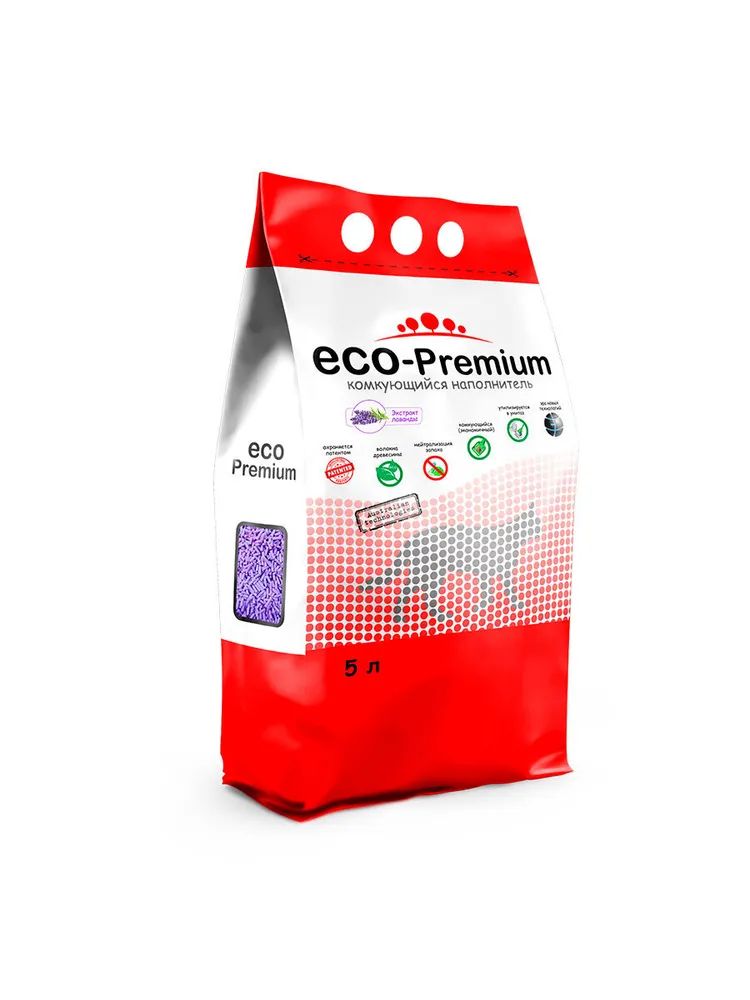 

Комкующийся наполнитель ECO-Premium Лаванда древесный, лаванда, 5 л