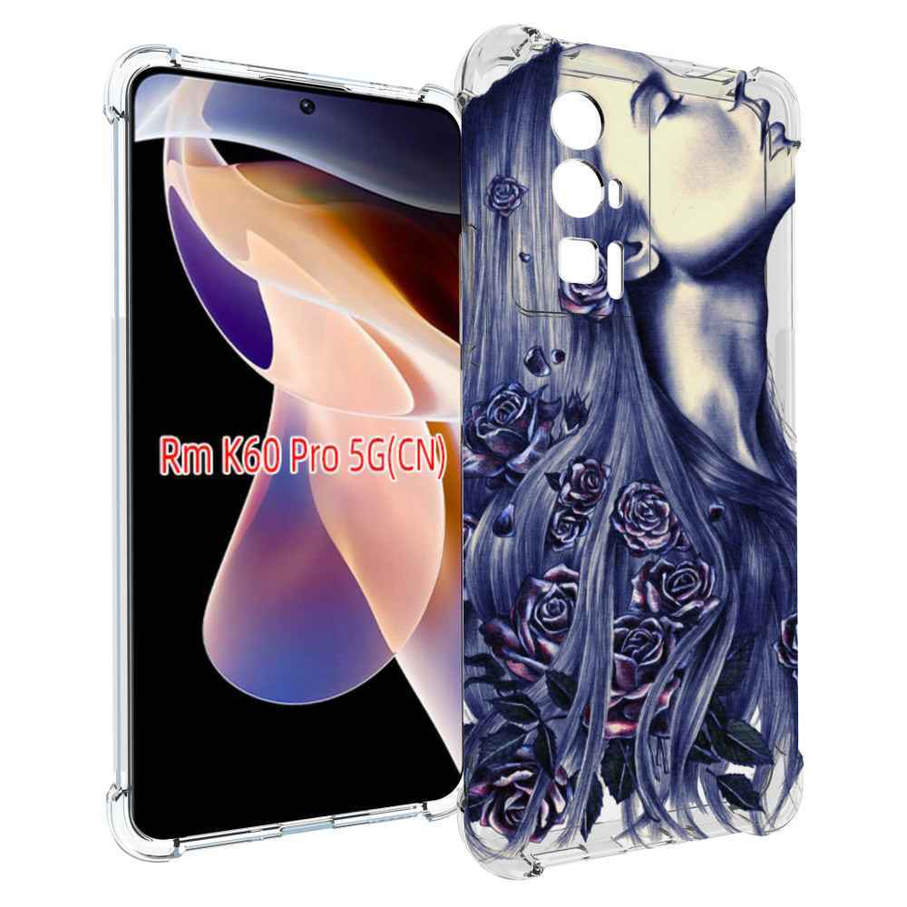 

Чехол MyPads Девушка с розами женский для Xiaomi Redmi K60 Pro, Прозрачный, Tocco