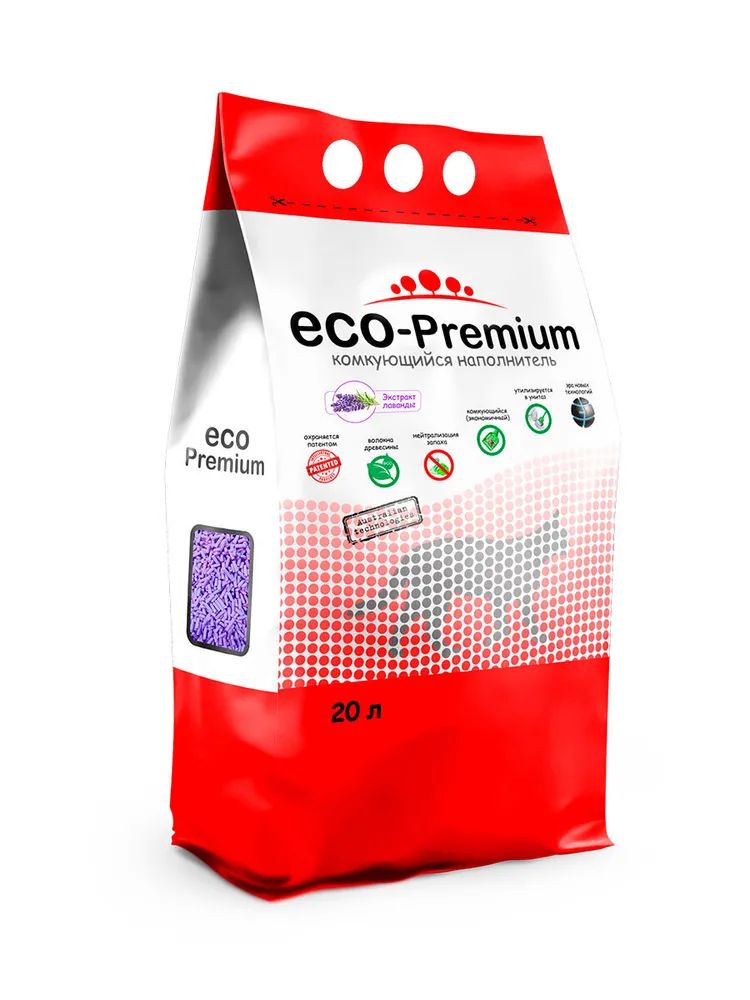 

Комкующийся наполнитель ECO-Premium Лаванда древесный, лаванда, 20 л