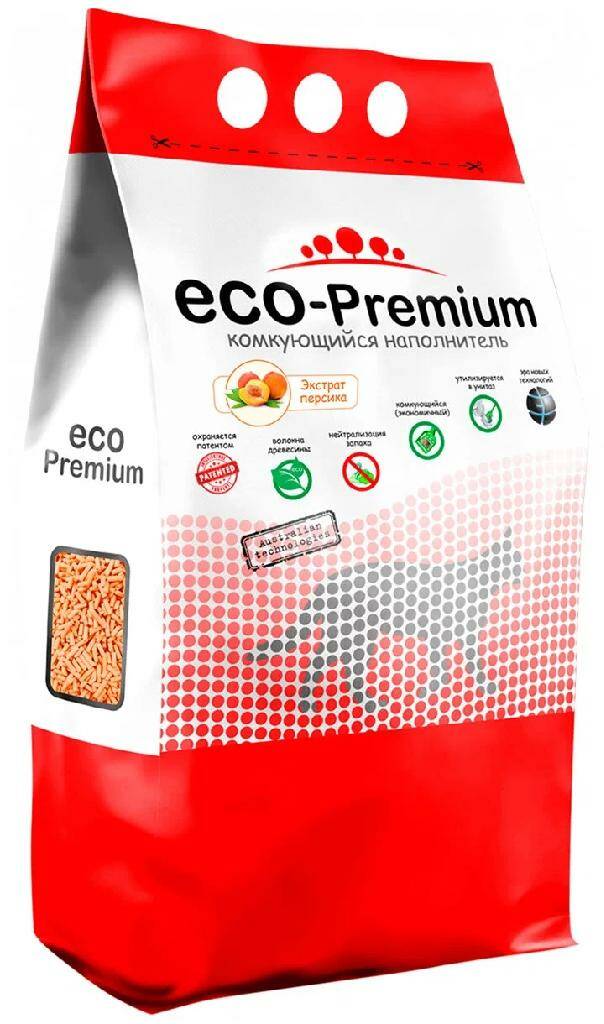 Комкующийся наполнитель ECO Premium Персик древесный 55 л 5704₽