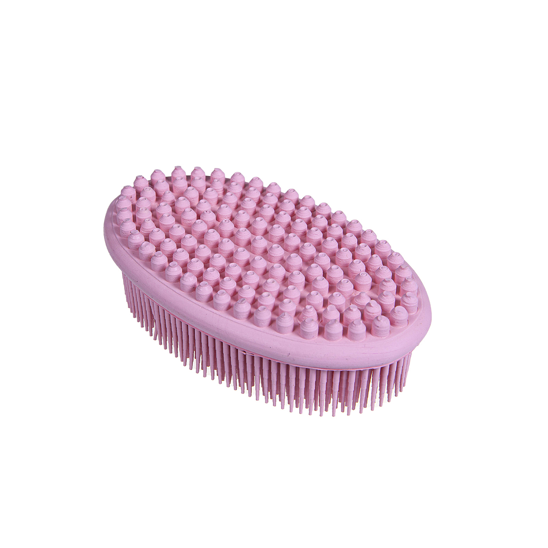 Щетка душ-массаж SWEEPA, розовая щётка для мытья и массажа животных с емкостью для шампуня розовая