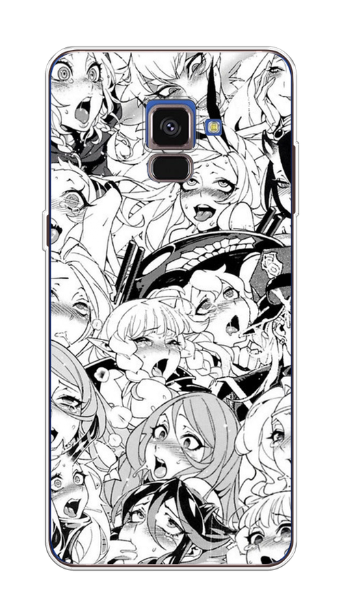 

Чехол на Samsung Galaxy A8 2018 "Ахегао манга тян", Черный;белый;серый, 25450-1