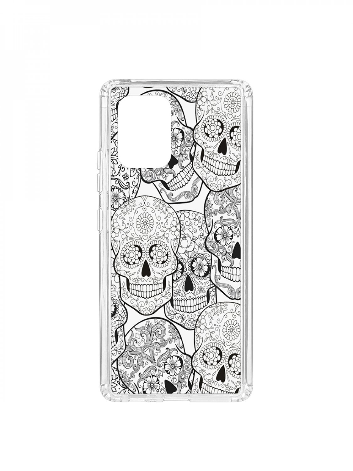 

Чехол на Samsung S10 Lite Kruche Print Skull Black,противоударный бампер,с защитой камеры, Прозрачный;черный, Самсунг Галакси с10 лайт