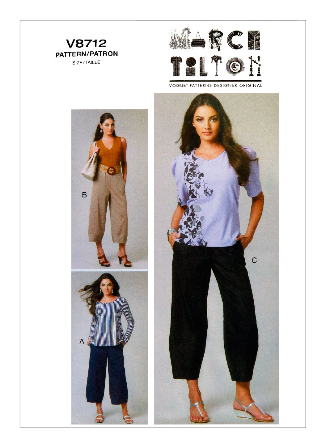 

Выкройка Vogue №8712 — Брюки укороченные от Marcy Tilton