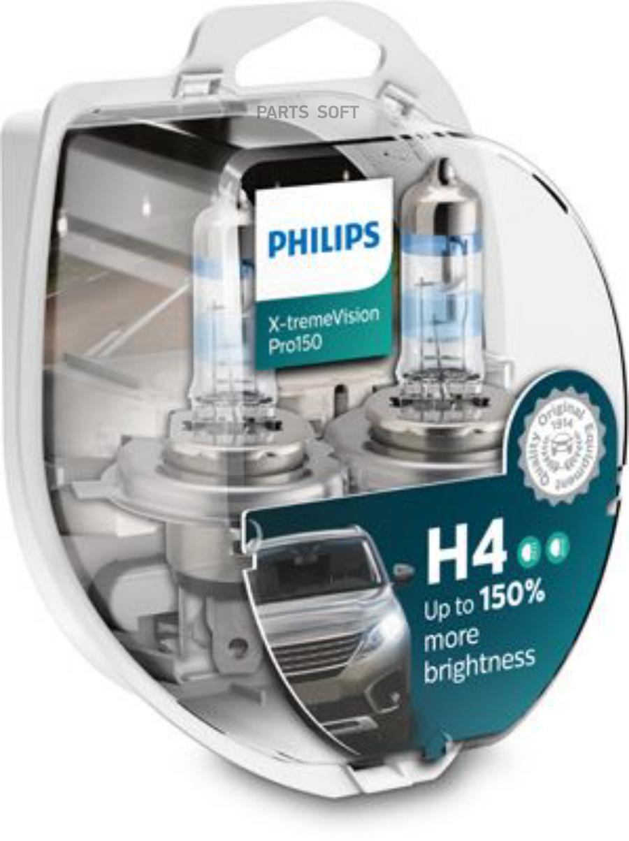 

Галогенная лампа Philips H4 (60/55W 12V) X-treme Vision Pro150 2шт 12342XVPS2