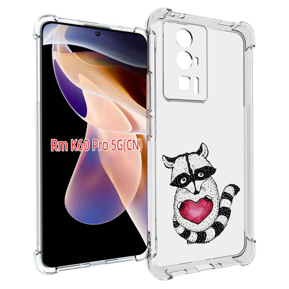 

Чехол MyPads Енот с сердечком для Xiaomi Redmi K60 Pro, Прозрачный, Tocco