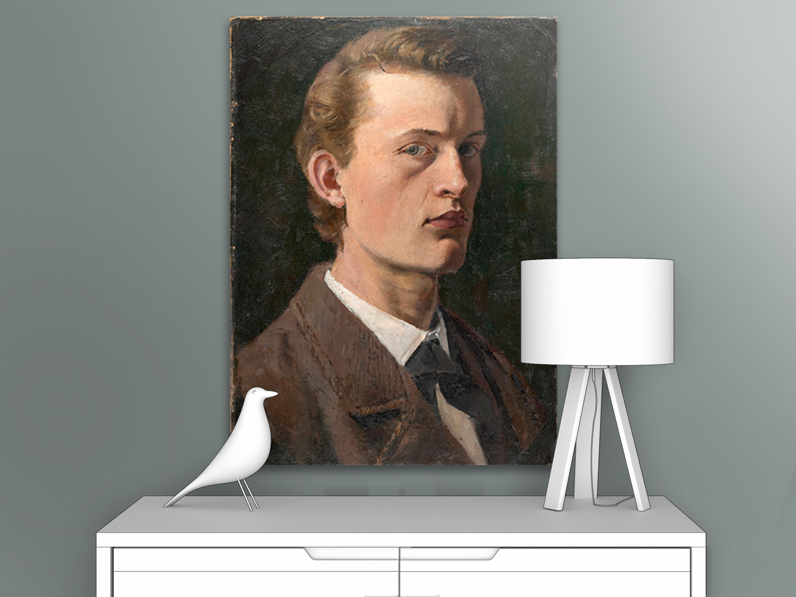 

Картина на холсте репродукция Эдварда Мунка "Автопортрет 1882" 80х110 см, Автопортрет 1882