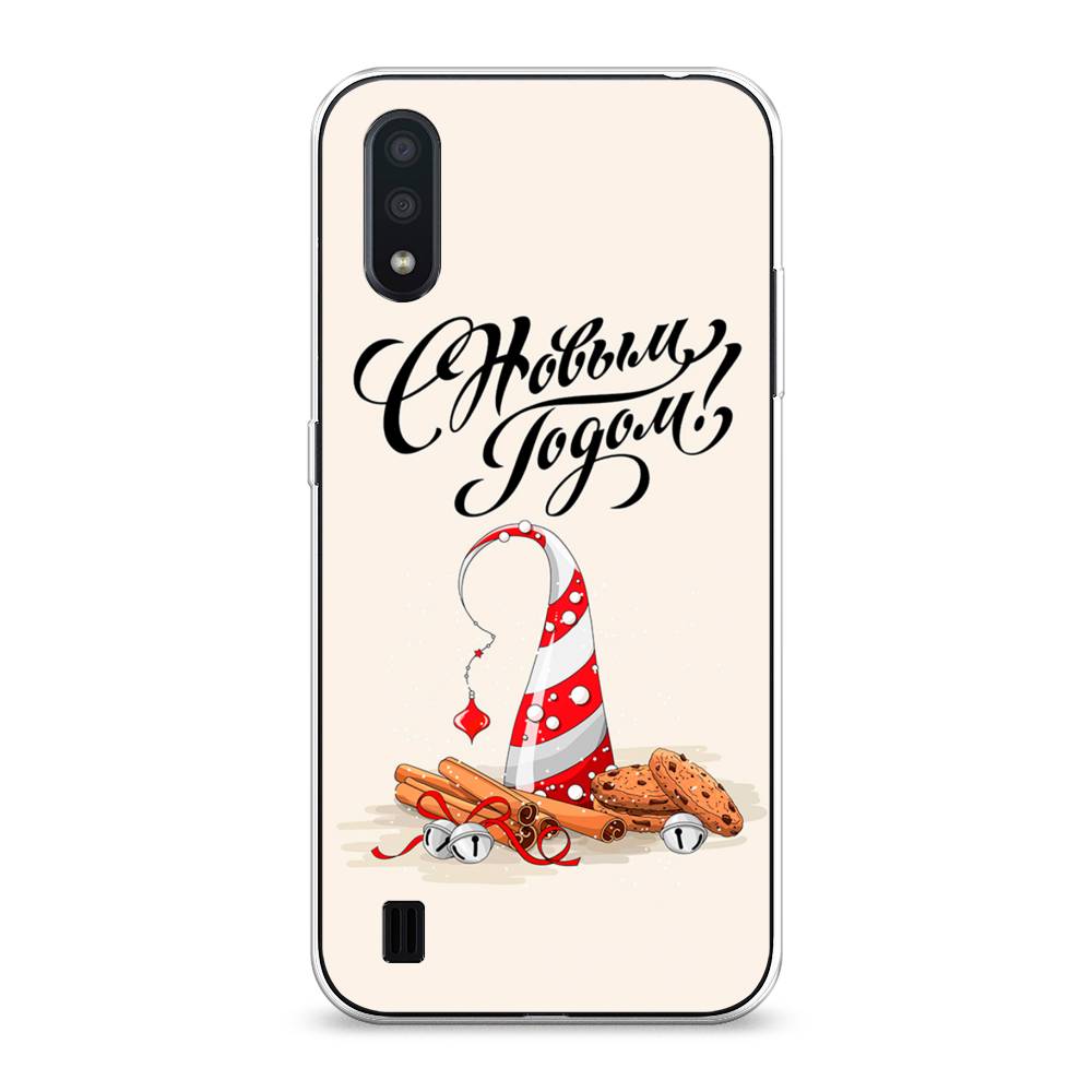 

Чехол на Samsung Galaxy A01 "Подарки на Новый Год", Бежевый;красный;черный, 29550-5