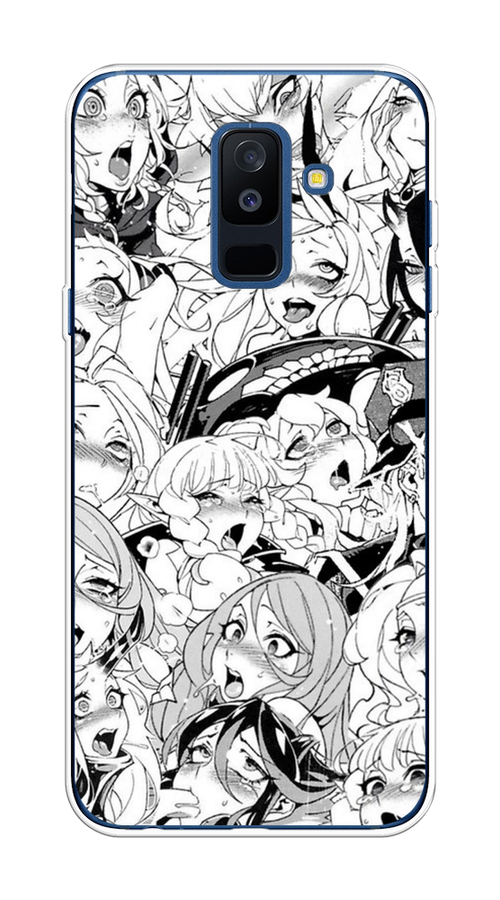 

Чехол на Samsung Galaxy A6 Plus "Ахегао манга тян", Черный;белый;серый, 26050-1