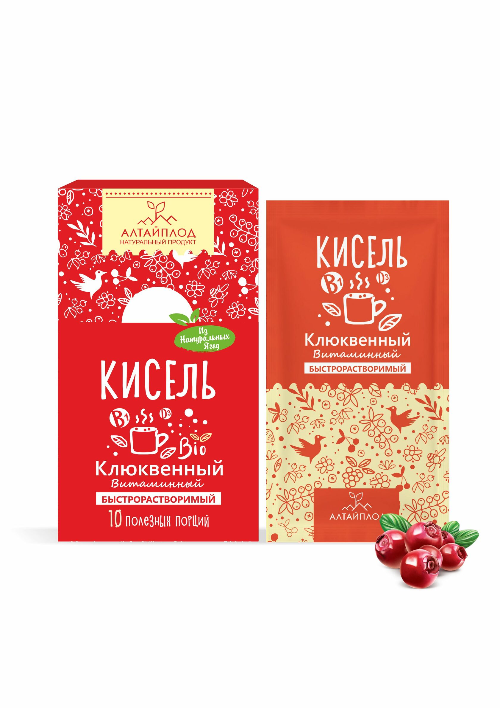 

Кисель постный сухой витаминизированный Клюквенный Алтайплод 20 г 10 шт