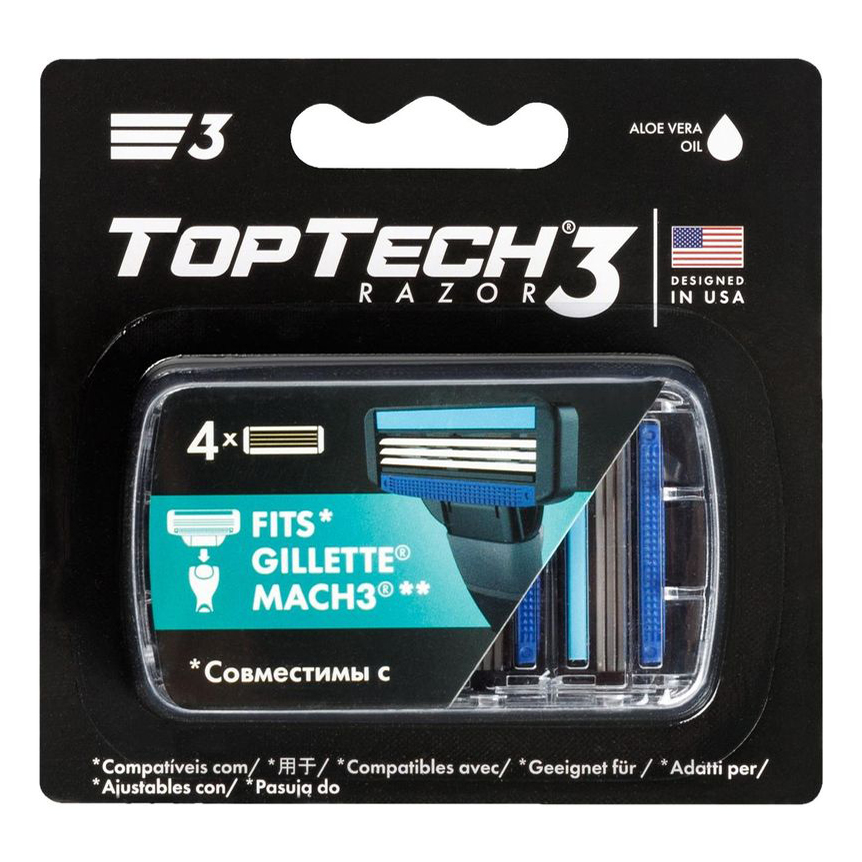Сменные кассеты Toptech Razor с 3 лезвиями 4 шт.