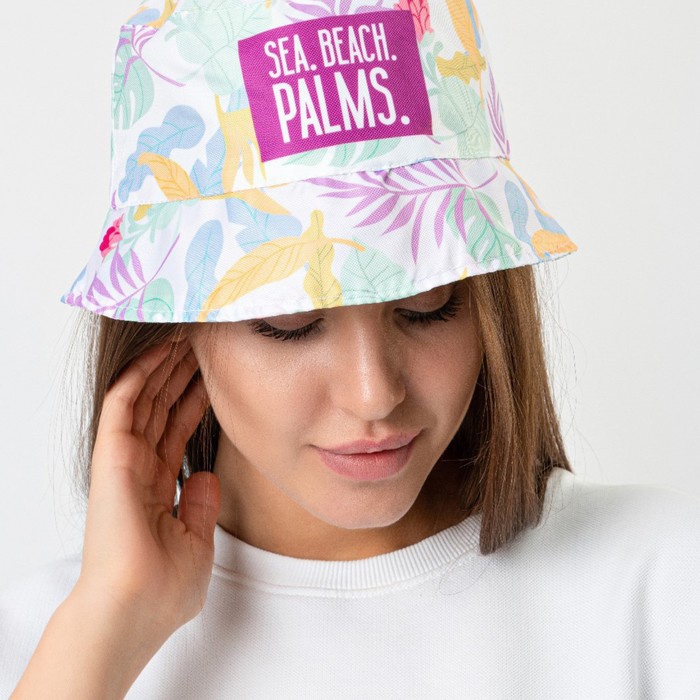 фото Панама sea, beach,palms, цвет белый, 56-58 рр. overhat