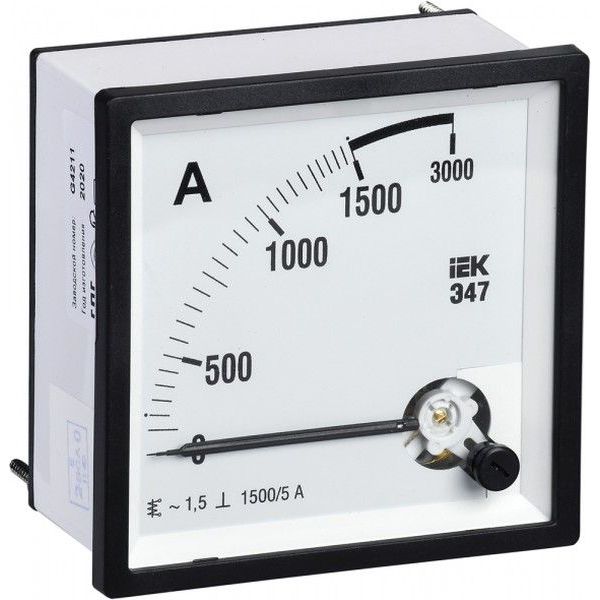 Амперметр Э47 1500/5А 72х72 AC включение через трансформатор класс точности 1.5 IEK IPA10-