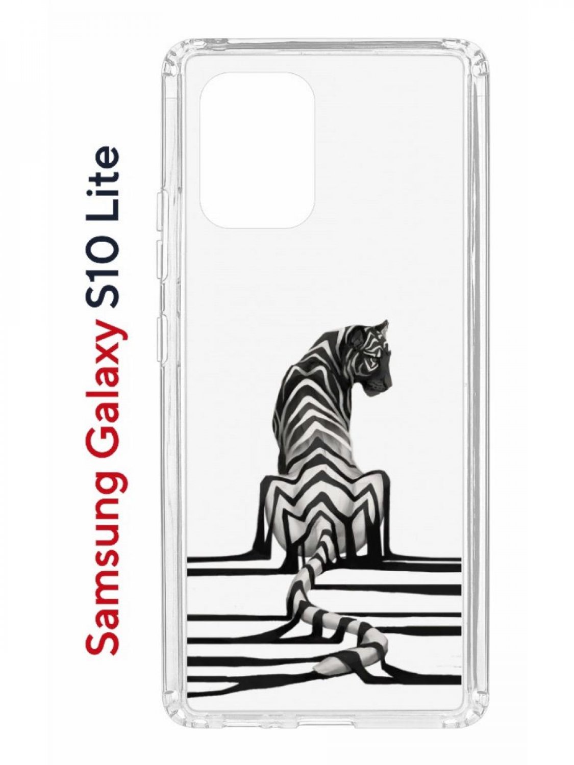 фото Чехол на samsung s10 lite kruche print tiger,противоударный бампер,с защитой камеры кruче