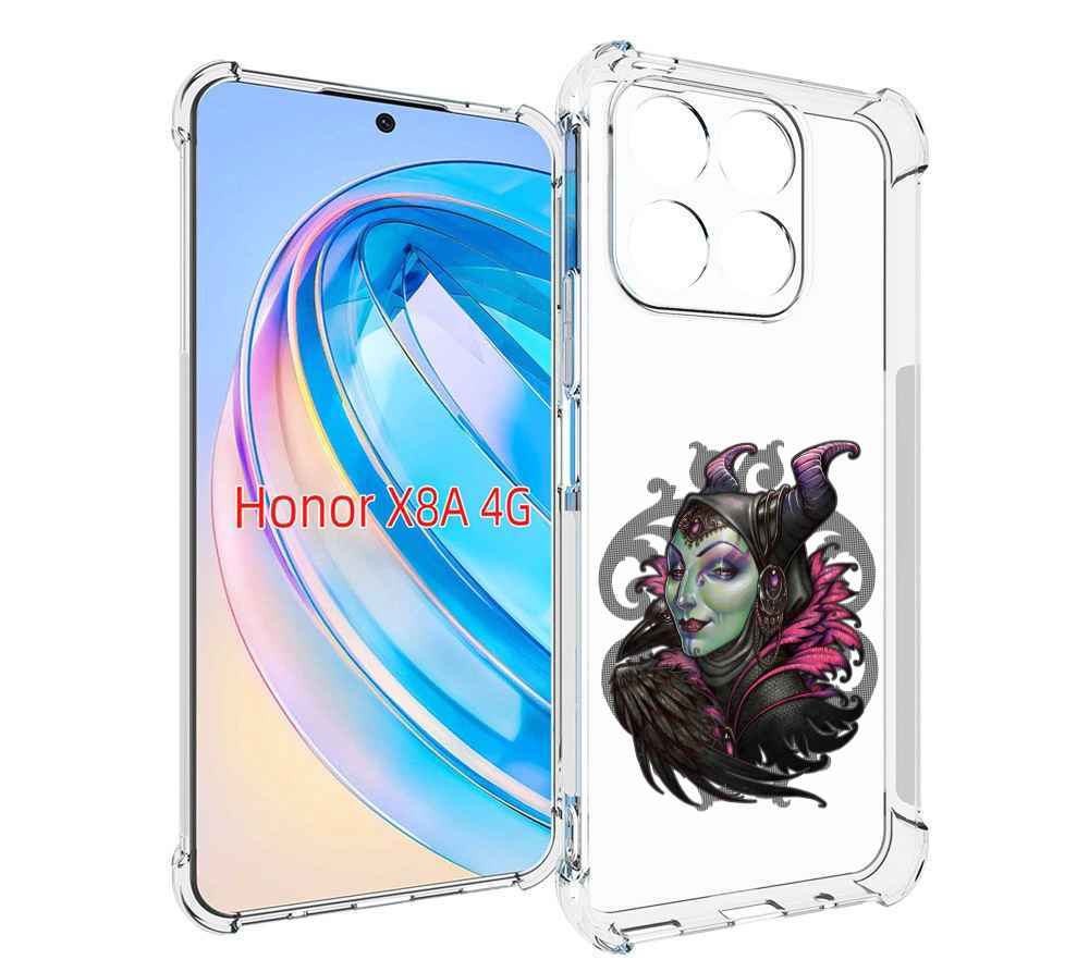 

Чехол MyPads зеленая девушка с вороном для Honor X8a, Tocco