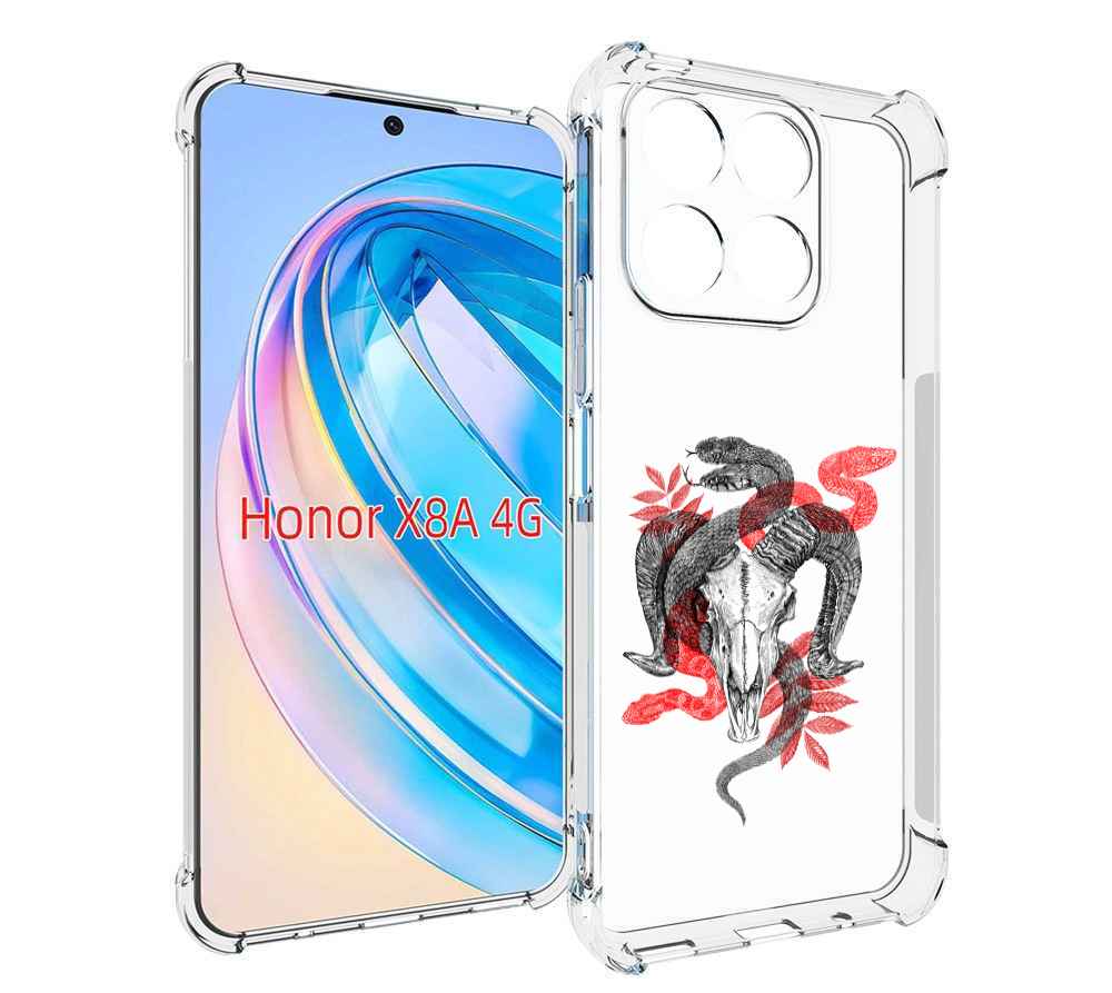 

Чехол MyPads змея в черепе рисунок для Honor X8a, Tocco