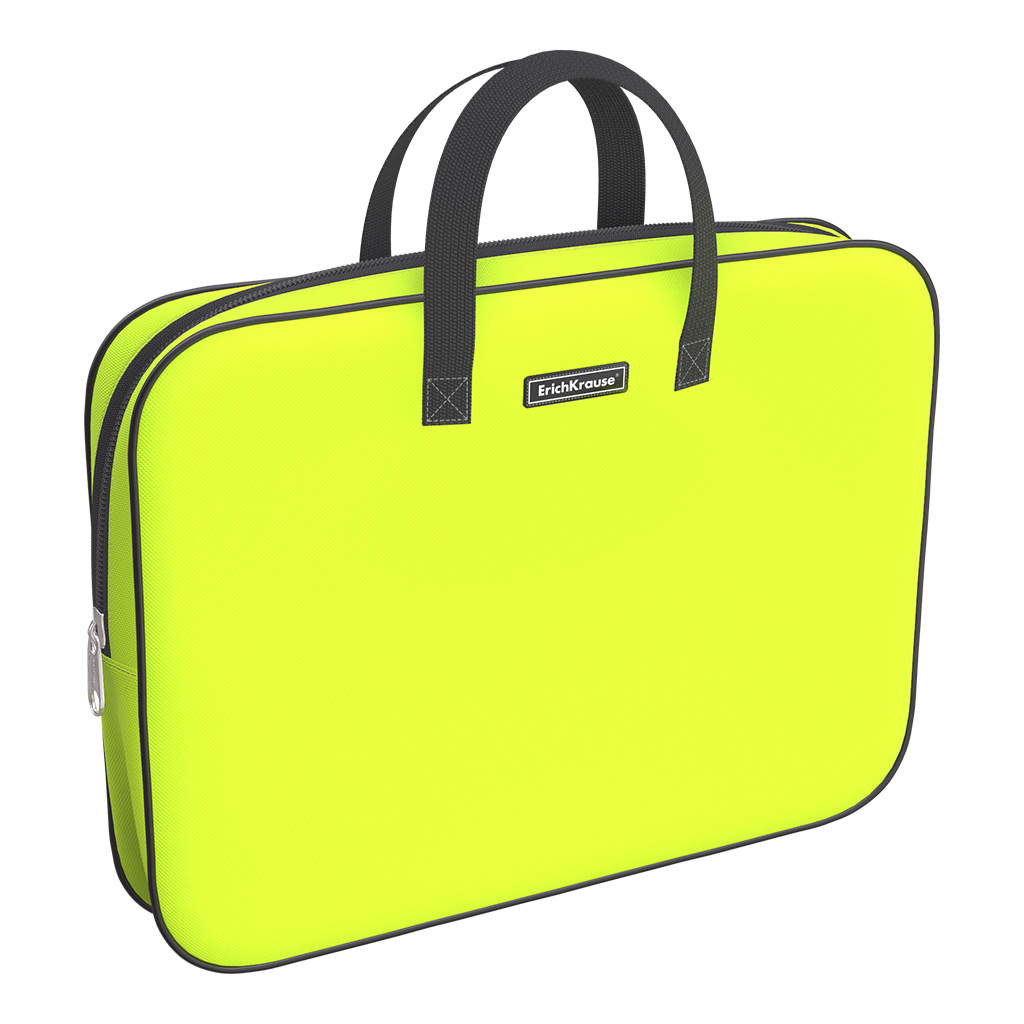 

Папка ErichKrause Neon® Yellow A4+ на молнии текстиль с ручками, Синий