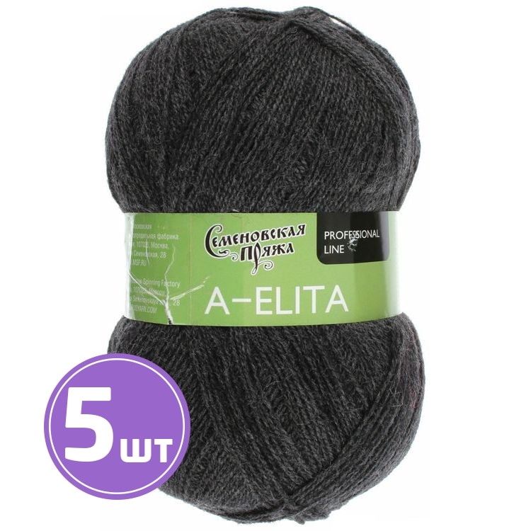 

Пряжа Семеновская A-elita 245 темный маренго 5 шт по 100 г, Черный