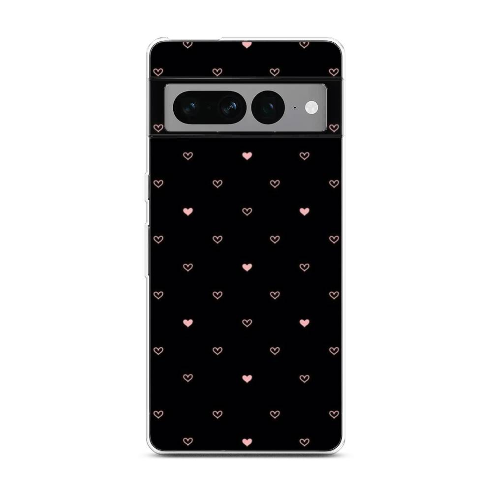 

Чехол Awog на Google Pixel 7 Pro "Черный фон и сердечки", Розовый;черный