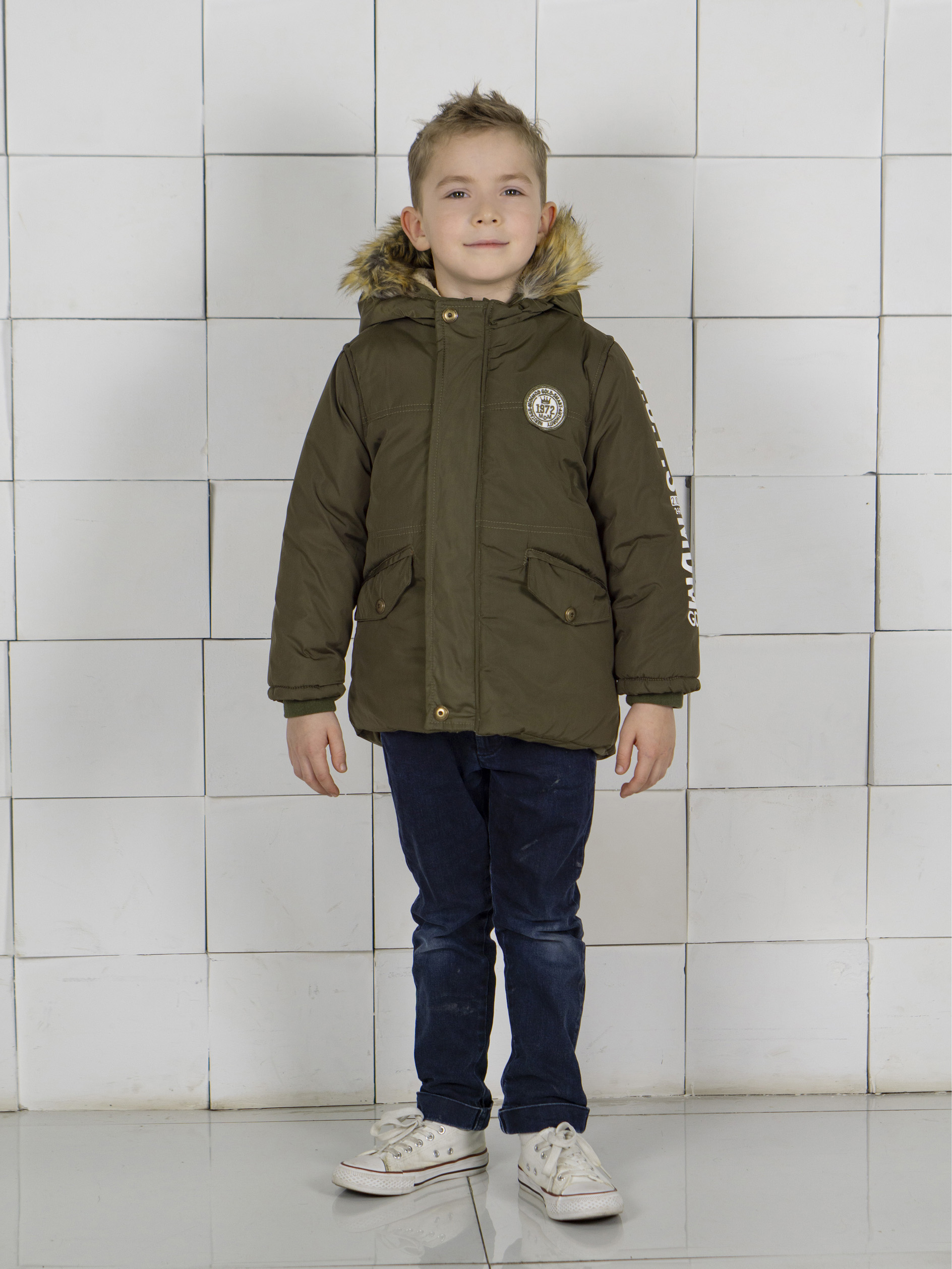 Куртка детская MDM MIDIMOD GOLD 20863, хаки, 98 куртка утепленная reima 5100228m для мальчиков зеленый хаки р 116