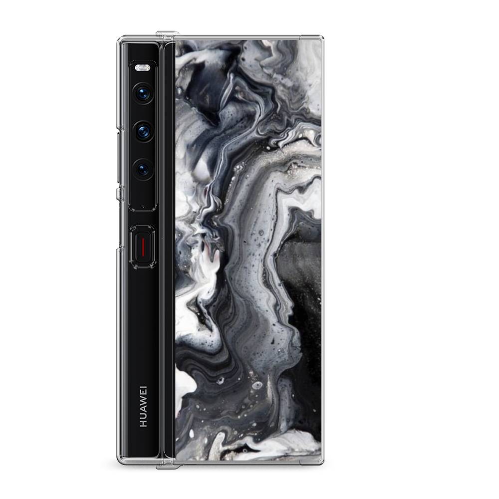 

Силиконовый чехол "Бело-черные сложные полосы" на Huawei Mate Xs 2 / Хуавеи Мате Xs 2