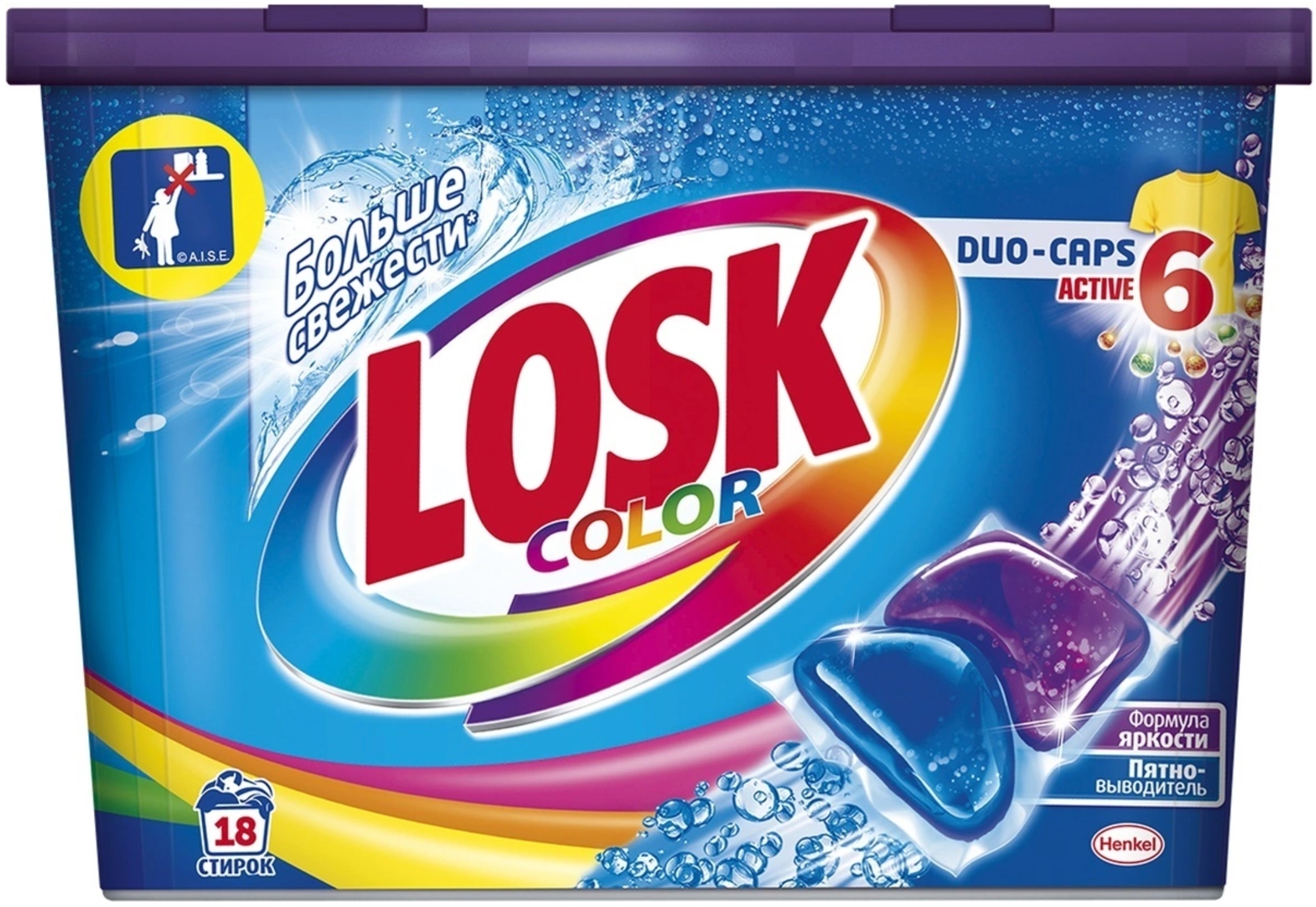 фото Капсулы для стирки losk power caps color 18шт