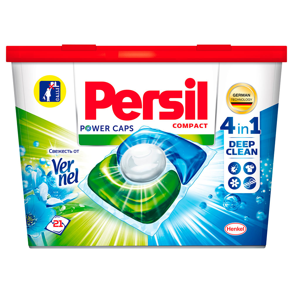 фото Капсулы для стирки persil power caps 4in1 свежесть от vernel для белого белья 21шт