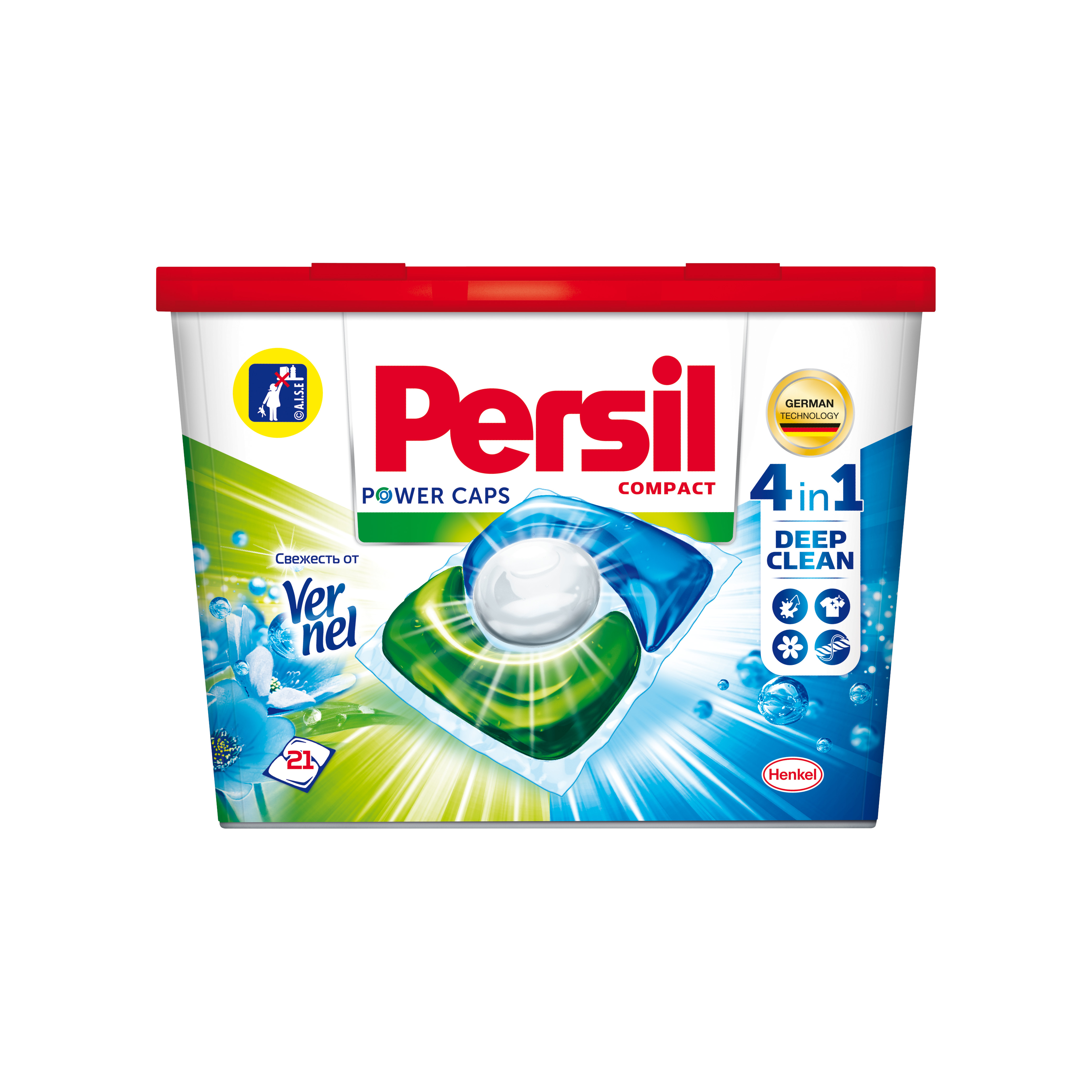 фото Капсулы для стирки persil power caps 4in1 свежесть от vernel для белого белья 21шт