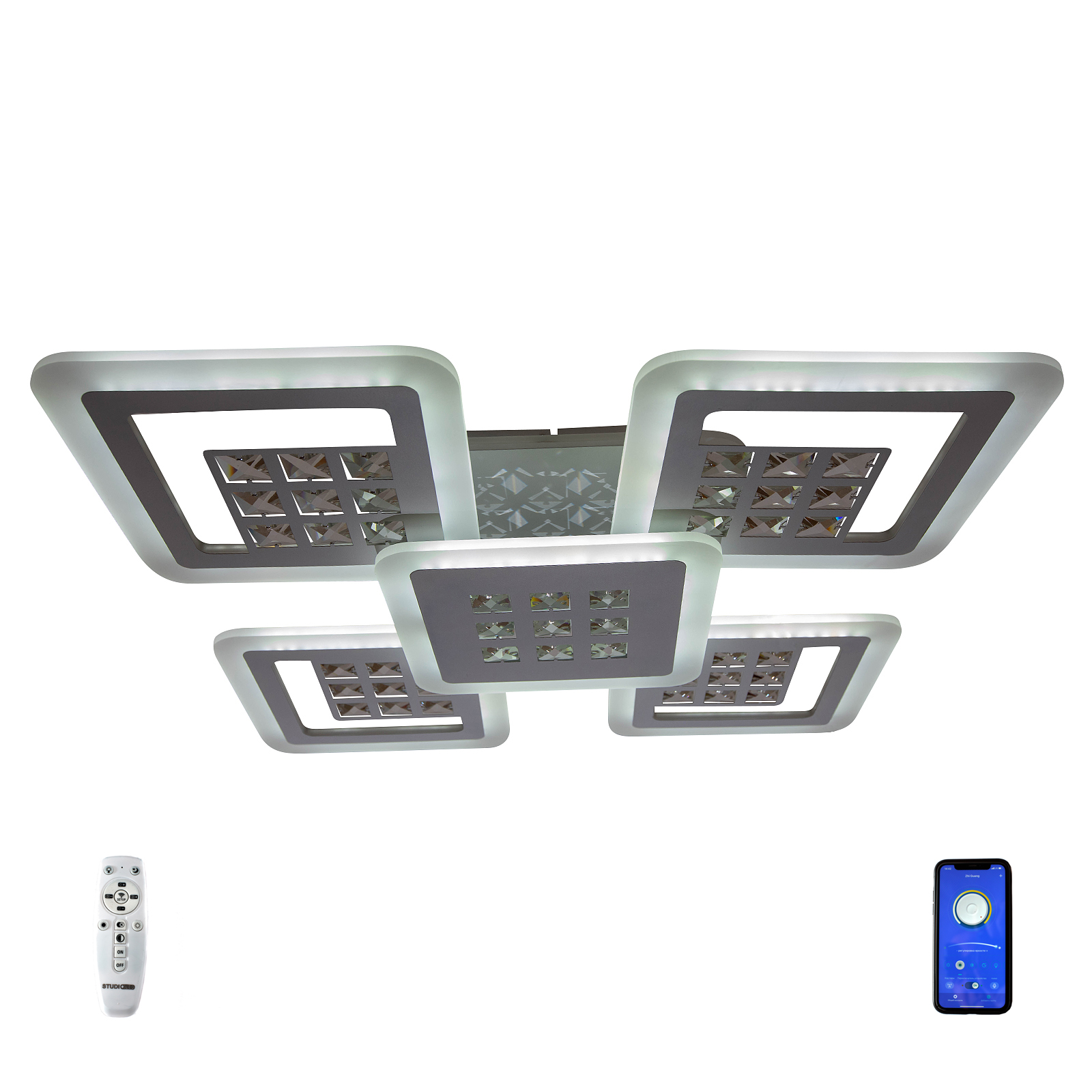 фото Люстра потолочная светодиодная studio led sl157/4+1 crystal white