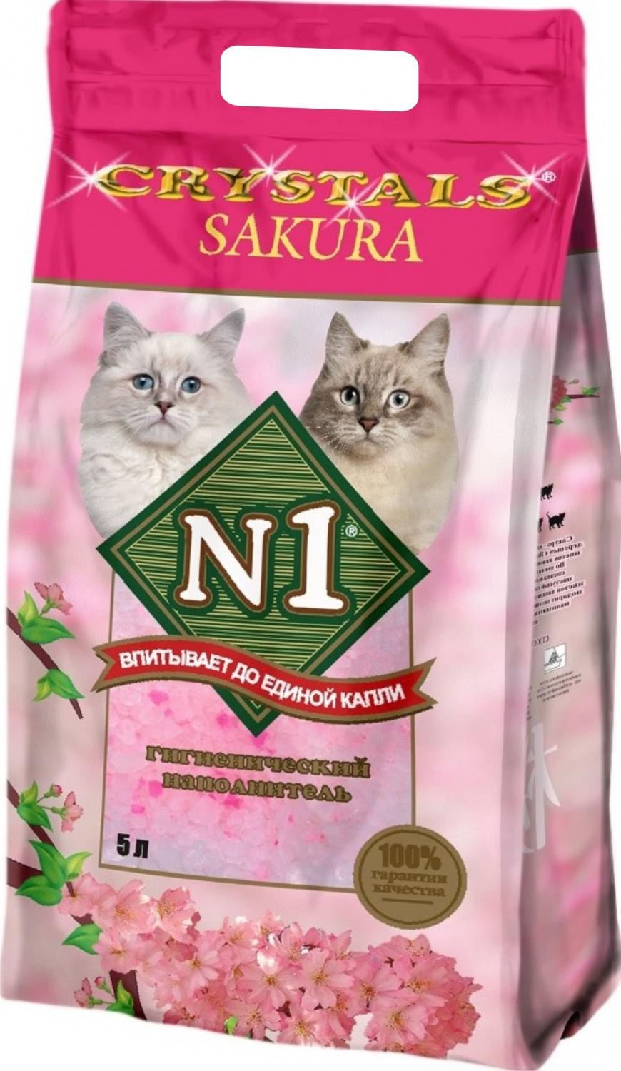 Впитывающий наполнитель N1 Crystals Sakura силикагелевый, 5л