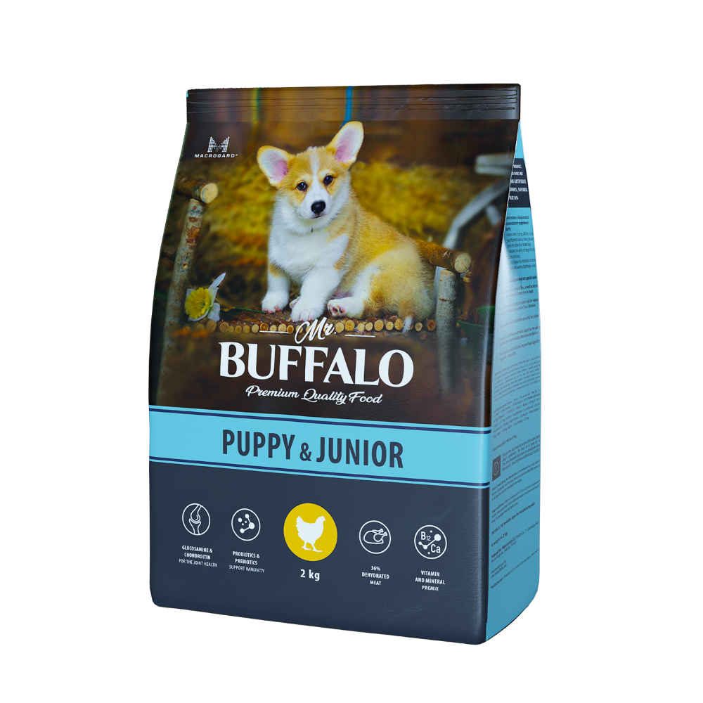 

Сухой корм для щенков Mr.Buffalo PUPPY & JUNIOR, курица, 2кг