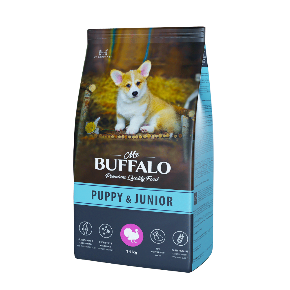 

Сухой корм для щенков Mr.Buffalo PUPPY & JUNIOR, индейка, 14кг