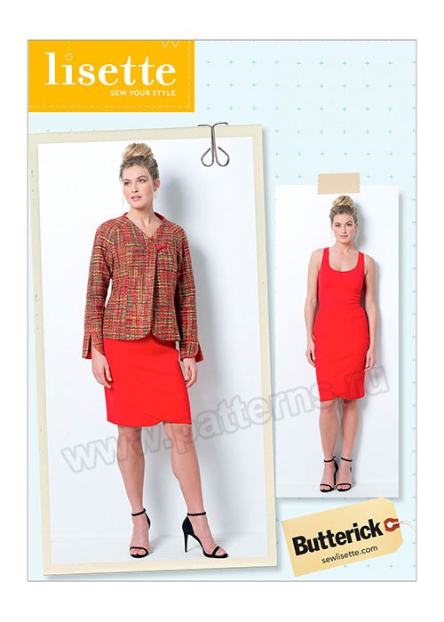 

Выкройка Butterick №6493 — Жакет с рукавом реглан, Юбка на кокетке