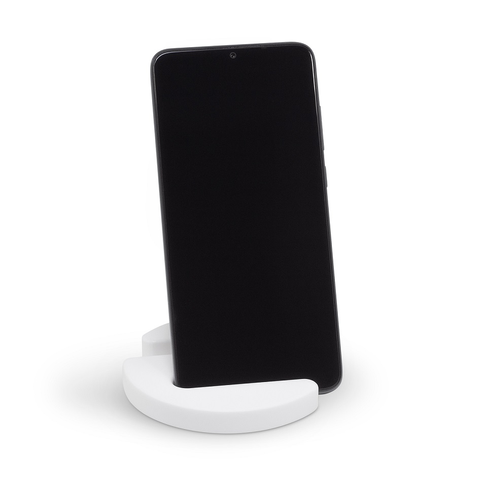 фото Подставка под гаджет телефон смартфон планшет, белая, природный элемент, 9х9х1,2 см