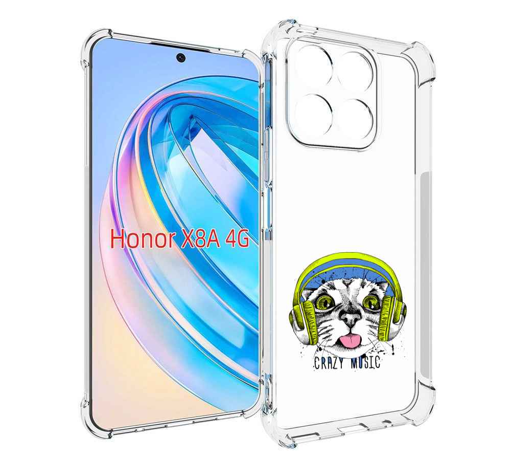 

Чехол MyPads кошка в наушниках рисунок для Honor X8a, Tocco