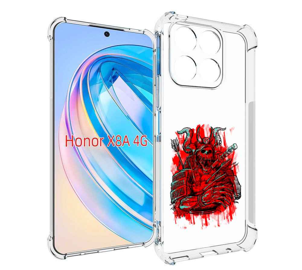 

Чехол MyPads красный скелет воин для Honor X8a, Tocco