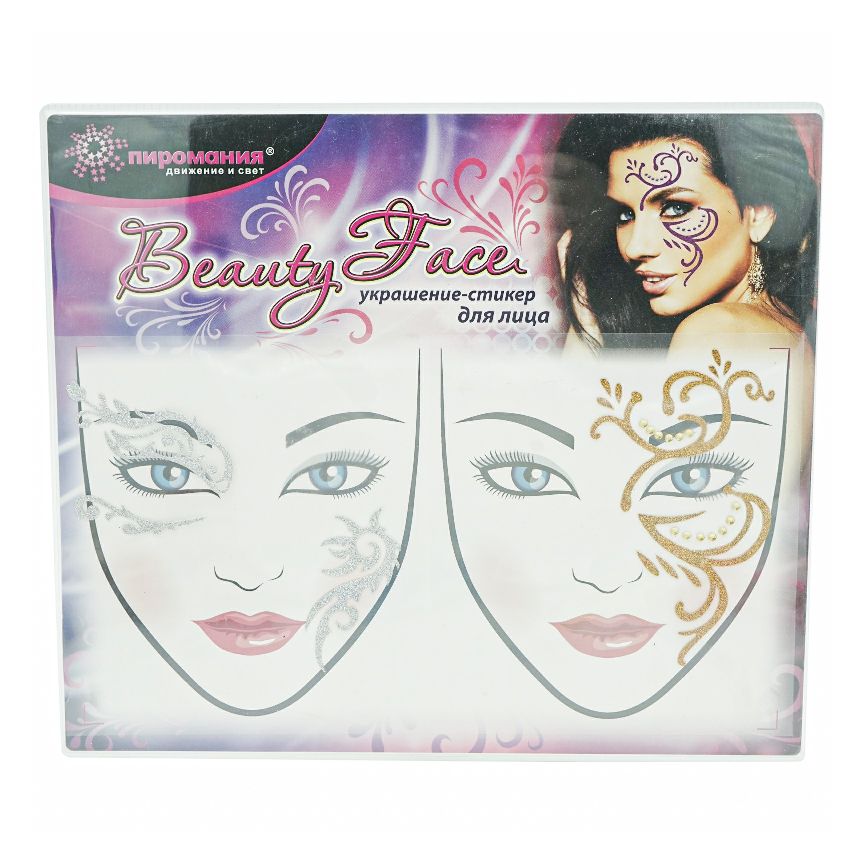 фото Украшение-стикер для лица partymania beauty face черно-розовый