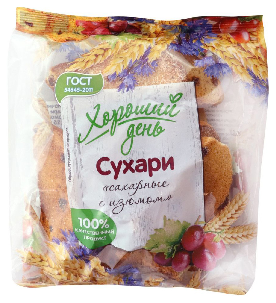 

Сухари Хороший день Сахарные с изюмом 250 г