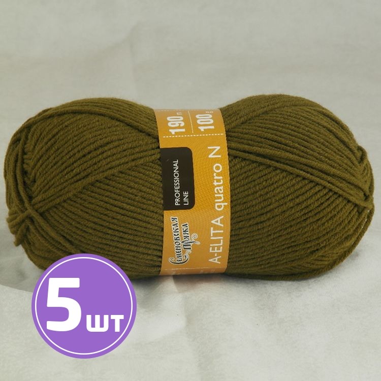 

Пряжа Семеновская A-elita N quatro 10938 хаки 5 шт по 100 г