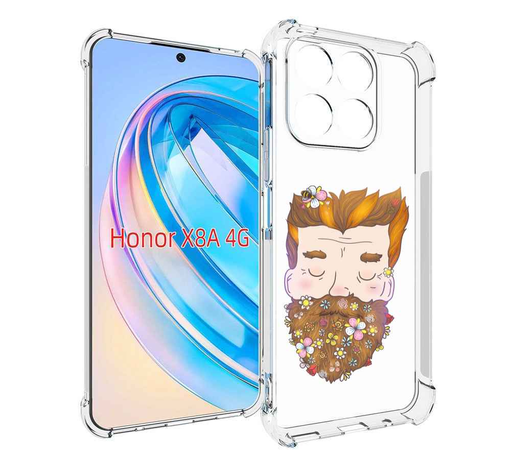 

Чехол MyPads мужчина с цветами в бороде для Honor X8a, Tocco