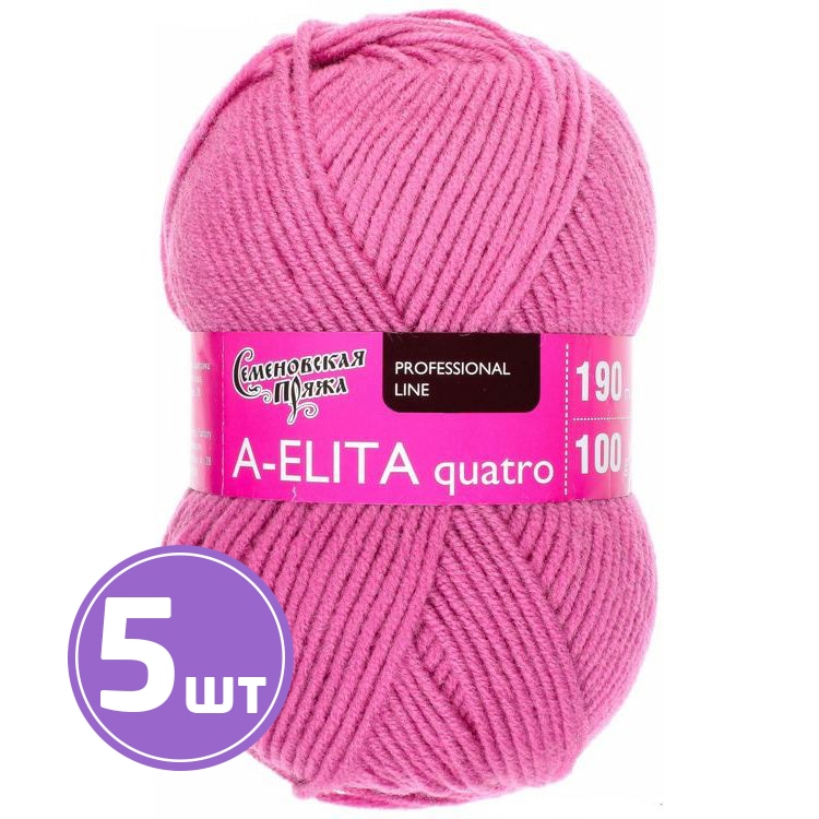 

Пряжа Семеновская A-elita quatro 158 флокс 5 шт по 100 г, Розовый