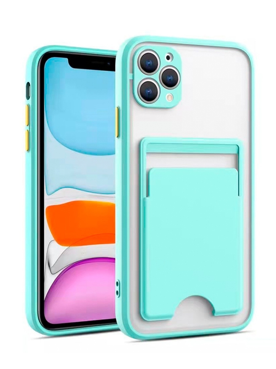 

Чехол для iPhone 11 Pro с картхолдером, прозрачный, с защитой камеры, с отсеком