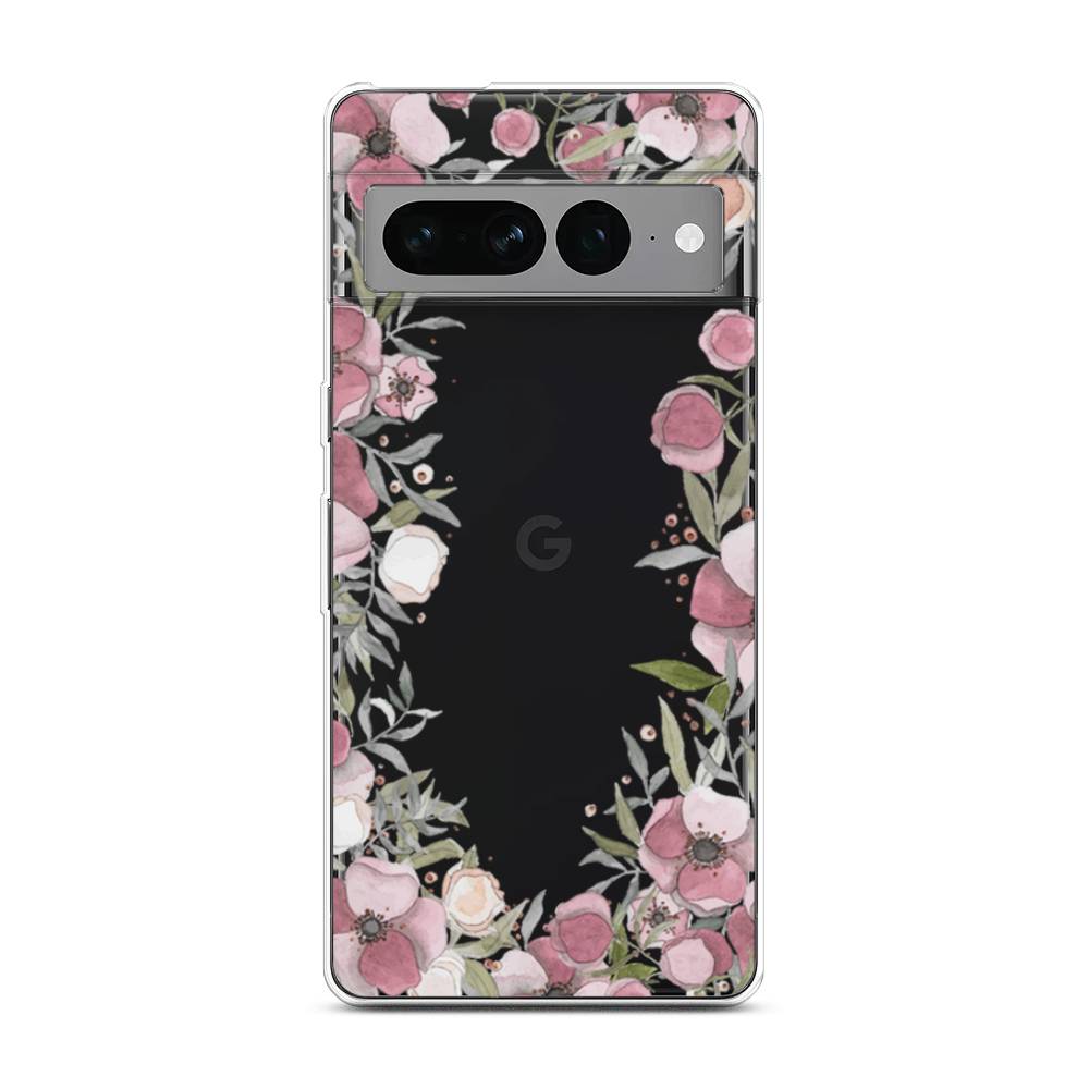 

Чехол Awog на Google Pixel 7 Pro "Розовая цветочная рамка", Разноцветный