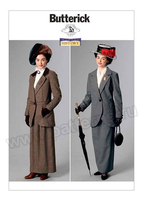 

Выкройка Butterick №6337 — Исторический женский костюм (жакет и юбка)