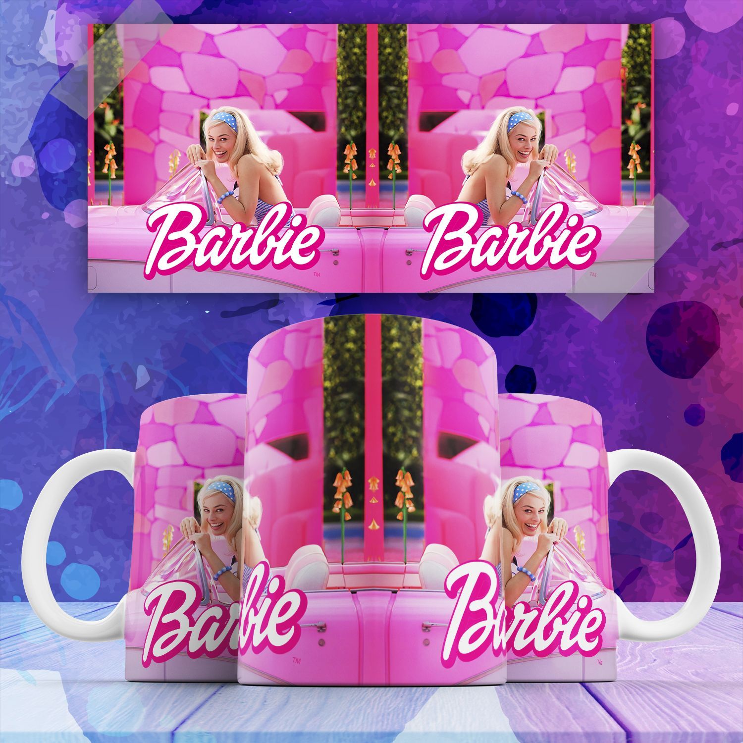 

Кружка с принтом барби barbie марго робби и райан гослинг 330 мл