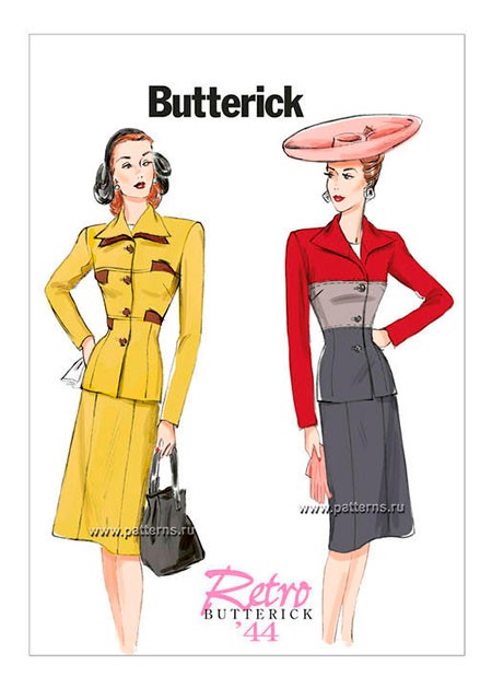 

Выкройка Butterick №6286 — Ретро 1944: Костюм: Жакет+Юбка