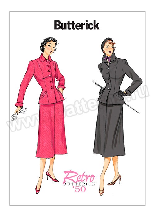 

Выкройка Butterick №6379 — Ретро 1950: Костюм: Жакет+Юбка