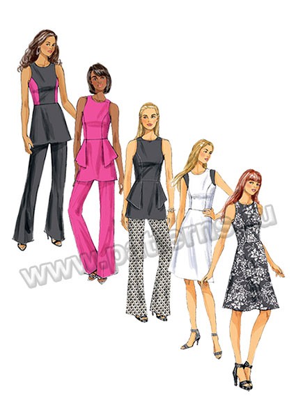 

Выкройка Butterick №6066 — Топ, Платье, Брюки