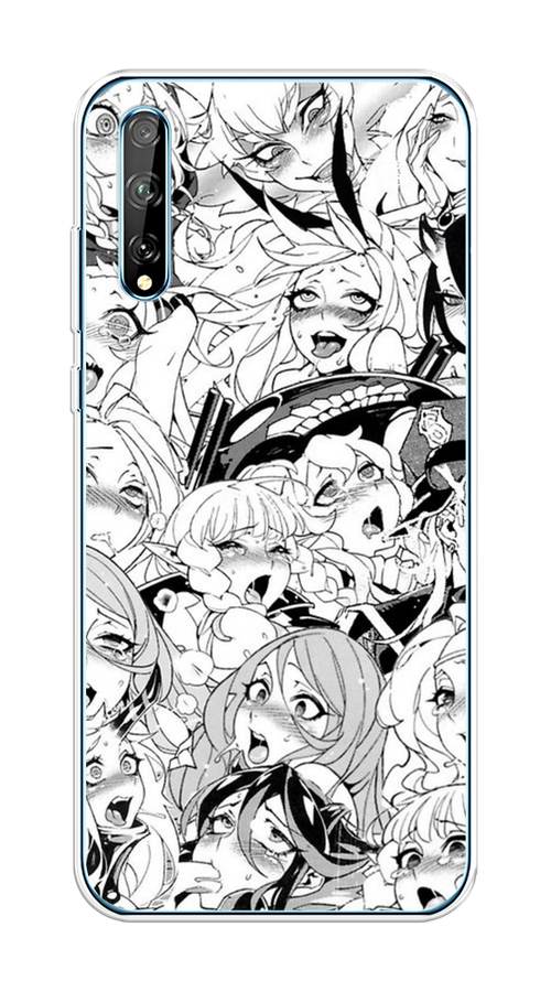 

Чехол на Huawei Y8p/P Smart S "Ахегао манга тян", Черный;белый;серый, 6103450-1